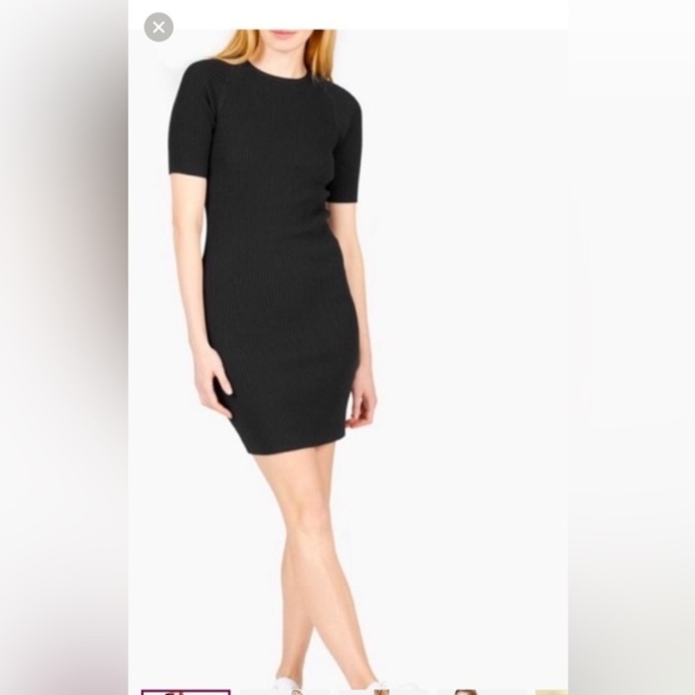 Everlane Dress Body Con Ribbed Knit Short Sleeve in Black